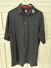 FootJoy Men s Medium Golf Polo Black Tour Collar FJ Logo Performance Shirt
