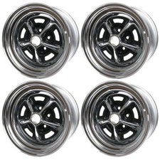 Chrome Black 15x7 Magnum 500 Wheel Set Mustang 1965-1973