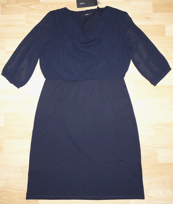 ZERO Kleid Gr.40 dunkel blau Chiffon 3/4 Arm Set ++Neu++