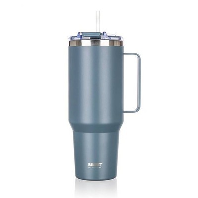 8591022610671 STALOWY KUBEK TERMICZNY TERMOS 1200ml Z RĄCZKĄ I SŁOMKĄ BANQUET TW