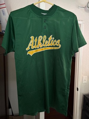 A's Champro Sports Mesh Jersey Shirt Green Yellow Athletics Baseball Adult S #6