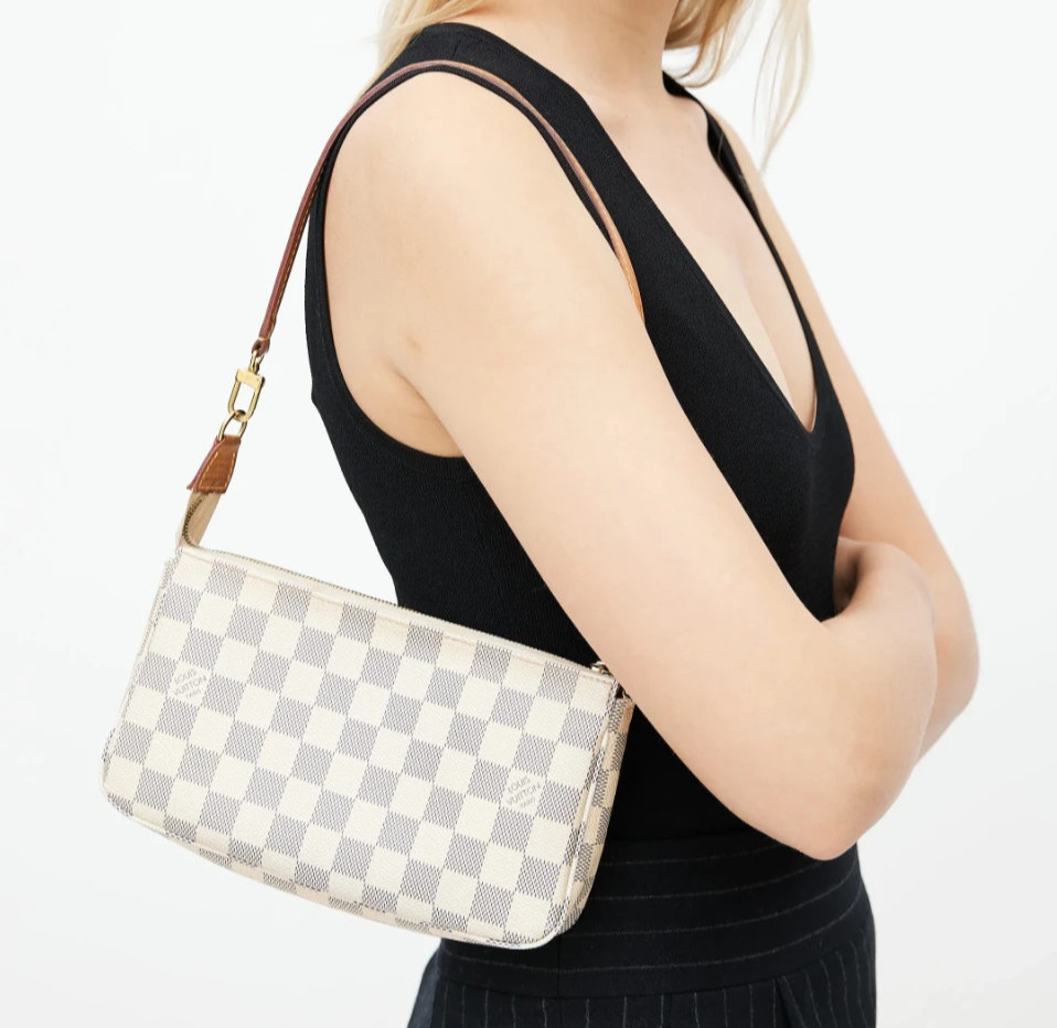 ?NEW LOUIS VUITTON Pochette Accessories Damier Azur Shoulder Pouch Bag GIFT❤️