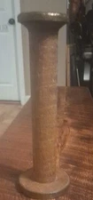 Antique Wooden Yarn Thread Wool Spindle Bobbin Copper Ends 12"