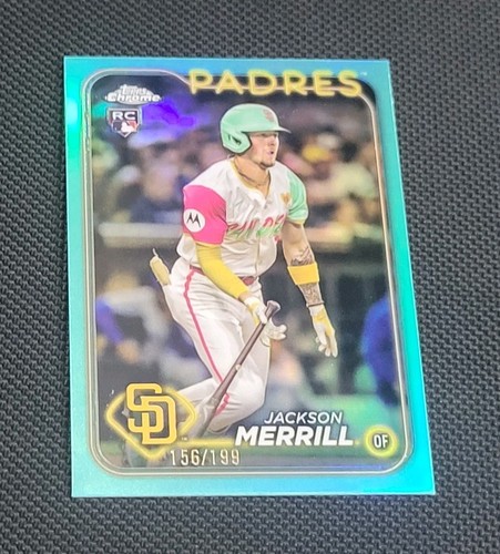 2024 Topps Chrome Update JACKSON MERRILL RC AQUA REFRACTOR SP # 156/199