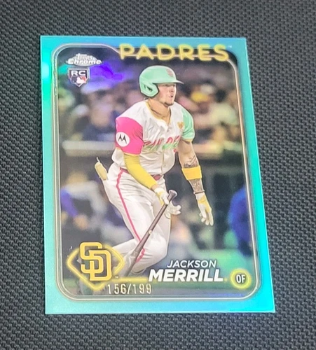 2024 Topps Chrome Update JACKSON MERRILL RC AQUA REFRACTOR SP # 156/199