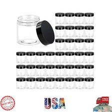 36 Pack 4oz Clear Plastic Jars with Black Lids - Leak-Proof Travel Storage
