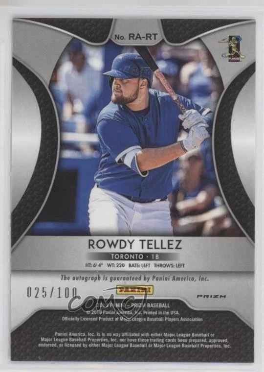 2019 Panini Prizm Rookie Carolina Blue /100 Rowdy Tellez #RA-RT Auto RC - Image 2 of 2