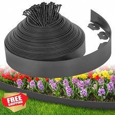 3-Inch x 50 FT Black Landscape Edging Border Kit 75 Stakes Flexible Plastic