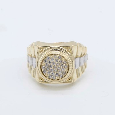 1 Ct Rounnd Simulated Diamond Men Wedding Pinky Band Ring 14k Yellow Gold Plated