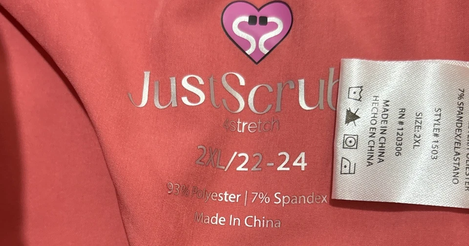 JUSTSCRUBS Scrub Pants 5 Pocket Coral Lightweight Jogger Size 2XL NWT - Image 4 of 4