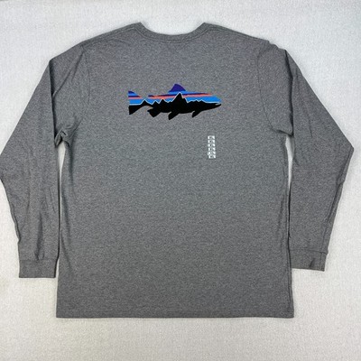 Patagonia Classic Fitz Roy Trout Long Sleeve T-Shirt Mens XL Heather Gray NEW