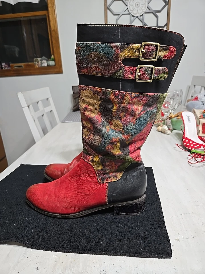 LARTISTE Spring Step Barbie Leather Floral Boots Sz 40/ 9MED VTG.  - Image 4 of 4