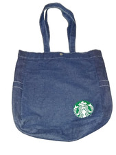 Starbucks denim tote bag with side pockets