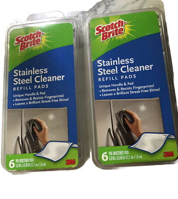 Scotch Brite 3M Stainless Steel Cleaner Appliance  Refill Pads Lot Of 2