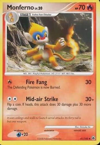 Pokemon Card - Majestic Dawn 41/100 - MONFERNO (uncommon) - NM/Mint