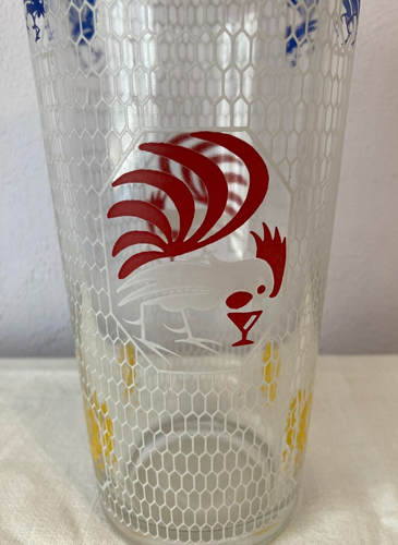 Hazel Atlas Glass Rooster Chicken Wire Cocktail Martini Drink Bar Shaker Vintage - Picture 8 of 10