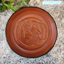 Leather valet tray. Formed leather, embossed fish, organizer, catchall tray