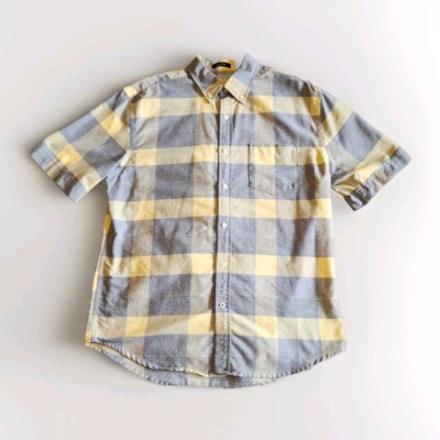 St. Jon's Bay Men's Medium Short Sleeve Button Down Plaid Shirt 