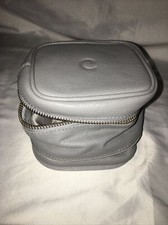C gray leather zip around travel jewelry case pouch box Size Small