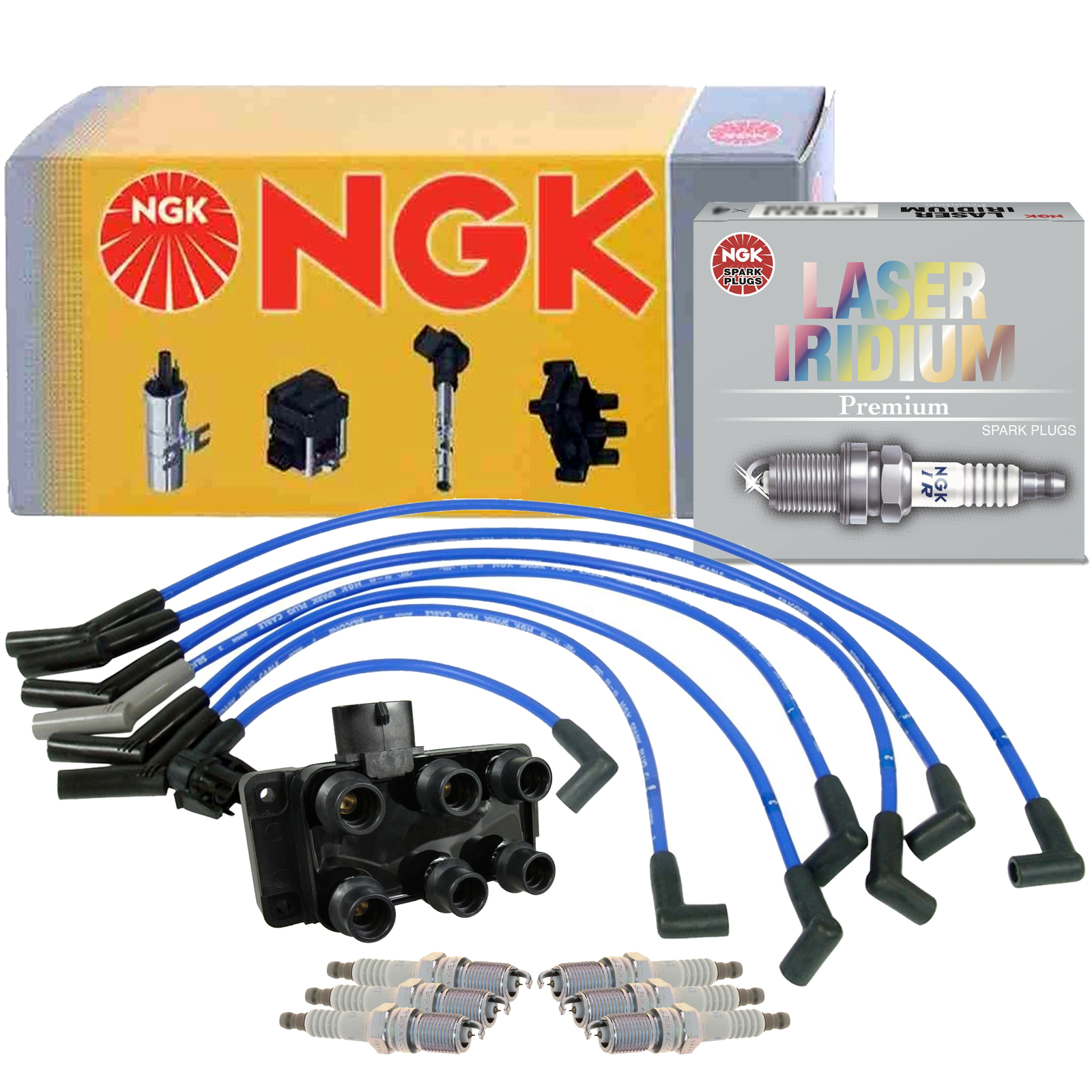 NGK Ignition Coil Wires 6 Laser Iridium Spark Plugs Kit For Mazda B3000 3.0 V6