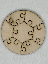 Custom Laser Cut Unfinished 7 PC Circle Puzzle Shape Wood Craft Cutout