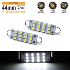 2 PCS 44mm 12-SMD Interior White Festoon 1.73" LED Lights Bulbs 561 562 567 564