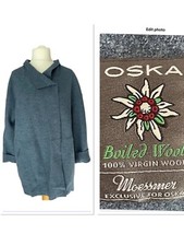 Oska Blue Meossmer Boiled Virgin Wool Coat With Pockets Sz4 Xl B26 Immaculate