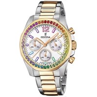 Festina Boyfriend Damen Armbanduhr F20608/2 Quarzuhr Regenbogen Edelstahl