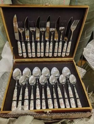 Minton Style Besteckset 24 Teile Löffel Messer Gabel Teelöffel Edelstahl  
