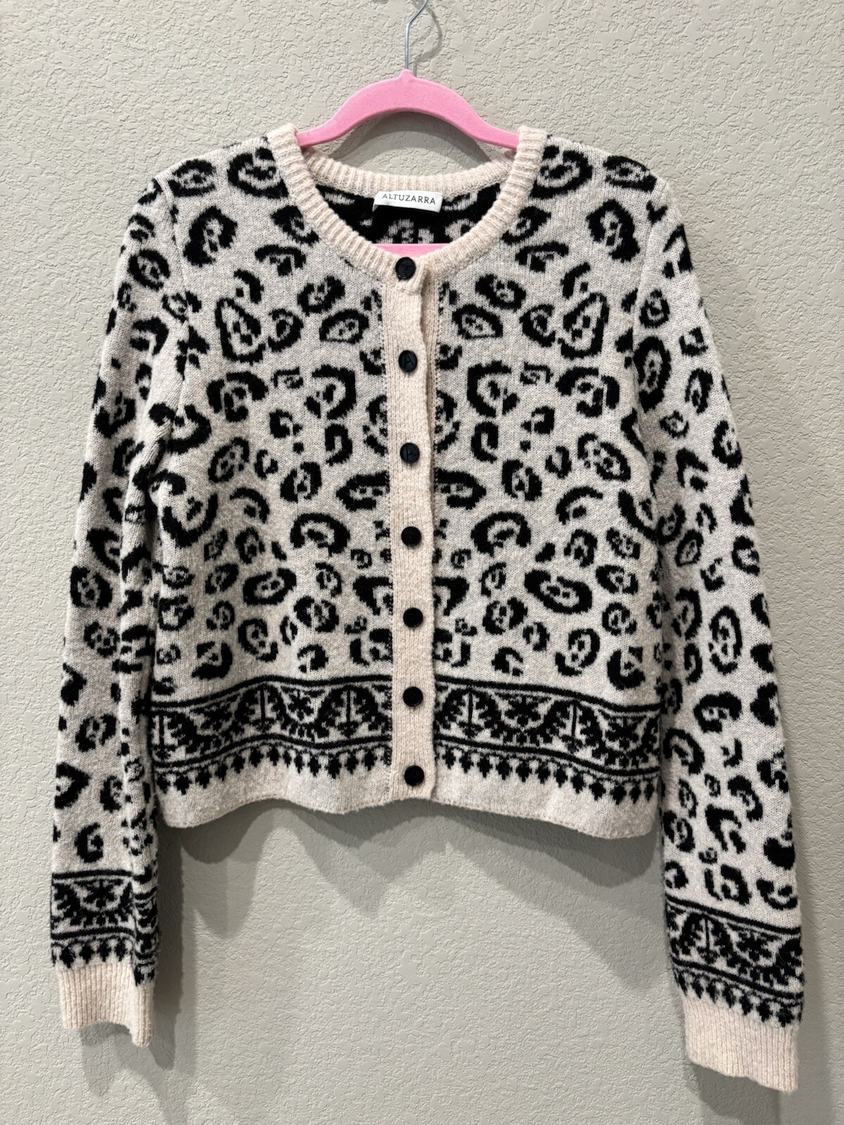 ALTUZARRA Leopard-print Button-front Cropped Wool… - image 1