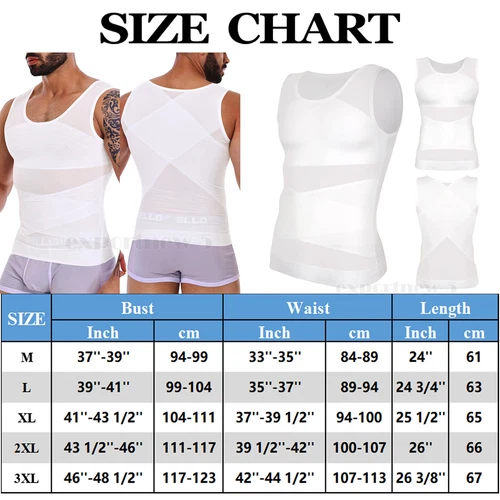 MENS SLIMMING BODY SHAPER BELLY CHEST COMPRESSION VEST GIRDLE SHIRT TANK TOP - Picture 20 of 29