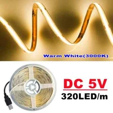 5V COB LED Light Strip With USB Light 320LED/m Flexible LED Lamp COB Light Strip