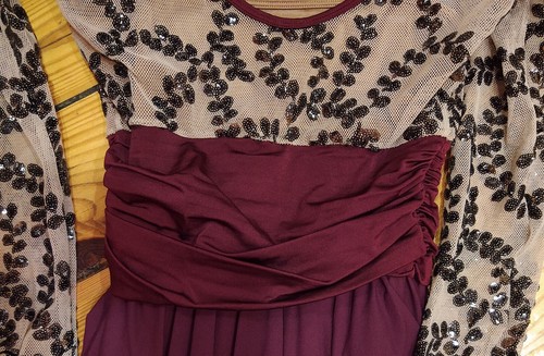 Curtain Call Dance Costume Purple and Black Flower lace w/headband used Sz AME - Picture 3 of 4