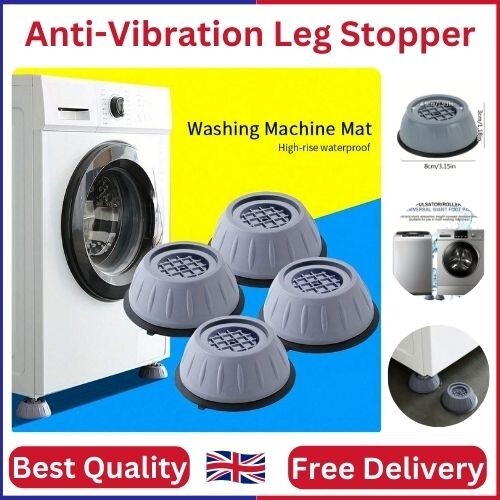 4pz Tappetino Supporto Lavatrice Antivibrazione Tappo Gambe Piedi Pad - Foto 1 di 9