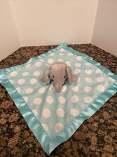 CIRCO Teal Blue Polka Dot Elephant Lovey Security Blanket Satin Gray Elephant