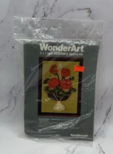 VTG WonderArt Geranium Basket Stitchery Embroidery Picture Kit NEW Cottage Core