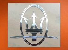 1 pcs Sticker for Maserati Skylake Silver Chrome Logo Decal Badge 45mm x 40mm 
