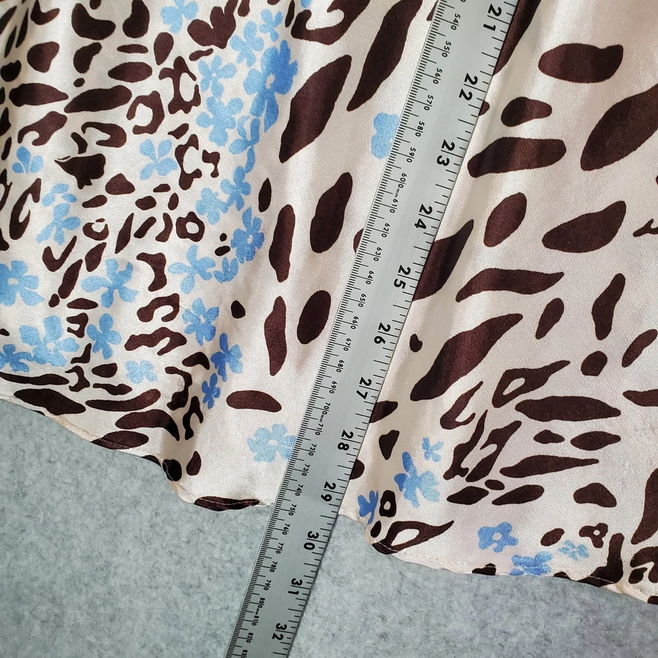 Jones New York Mujeres Prendas para dormir Grande Marrón Estampado Animal Vestido Satinado Encaje Ribete Foto 3 de 4