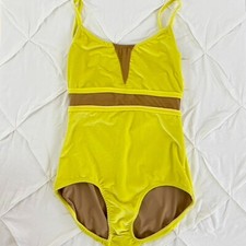 New with Tags Yellow Velvet Baton Twirling Costume, Untrimmed Size M