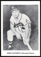 1960 Jay Publishing Milwaukee Braves Picture Pack Baseball Eddie Mathews JP327