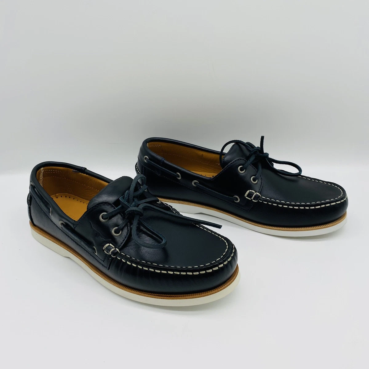 RM Williams Mens Barham Boat Shoe AU 7 G EU 41 Navy Blue Oily Fern