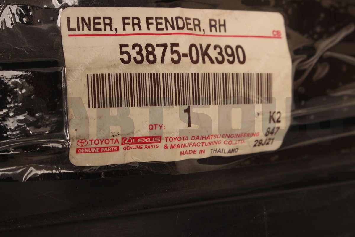 538750K390 Genuine Toyota LINER FR FENDER RH 53875-0K390 | eBay