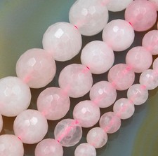 Faceted Natural Rose Quartz Crystal Round Loose Beads 6mm 8mm 10mm 12mm