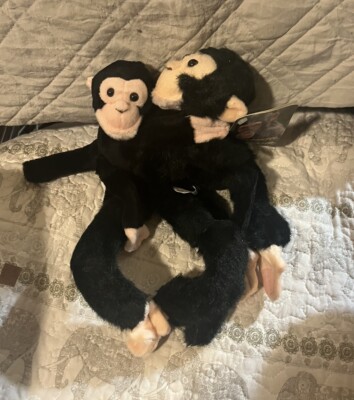 FIESTA CHIMP CHIMPANZEE MOM & BABY BLACK MONKEY STUFFED ANIMAL PLUSH Hang TAG