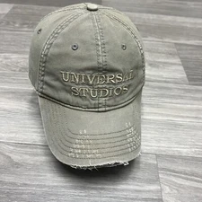 Universal Studios Hat Baseball Cap Army Green Embroidered Distressed Punk Grunge