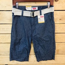 Levi's 511 Slim Short Boys Size 14 Blue Belted Below The Knee Shorts