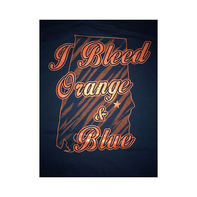 Auburn Univeristy T-Shirt/ Front Go Auburn/ Back I Bleed Orange & Blue in Orange