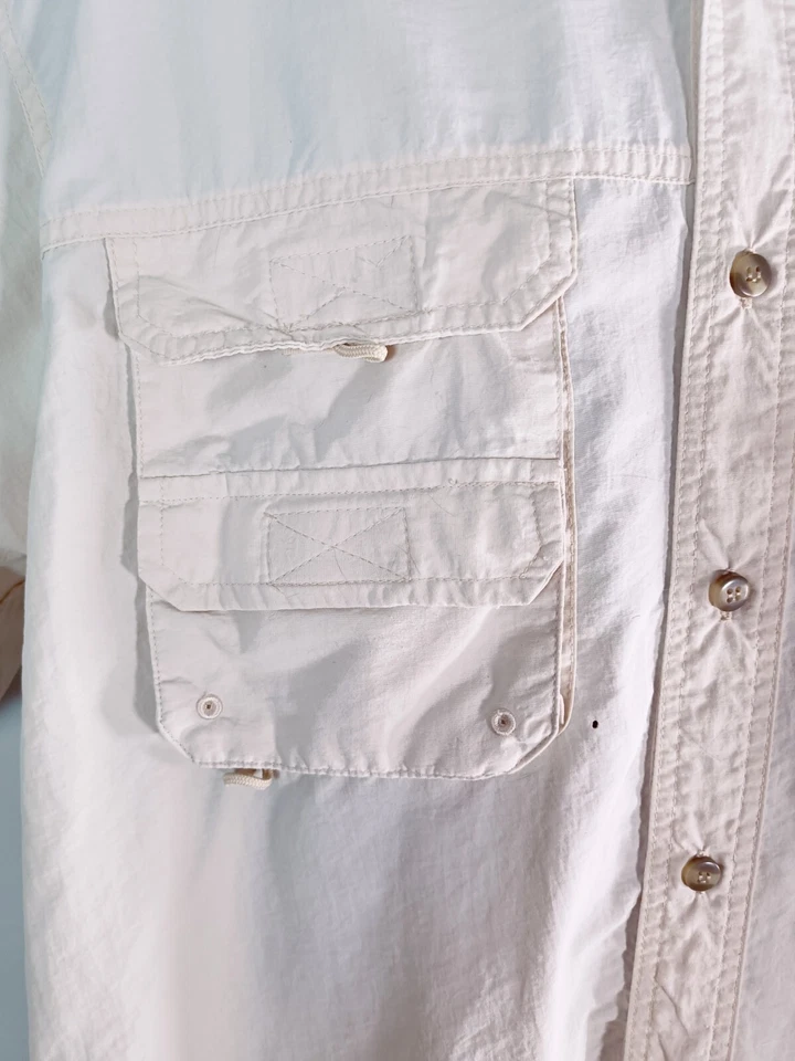 Camisa de pesca Rugged Earth Outfitters XL beige SS botón delantero ventilado Foto 3 de 4