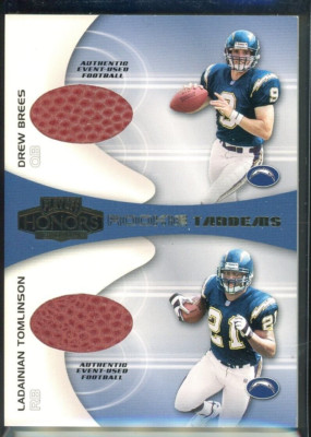 2001 Playoff Drew Brees Ladainian Tomlinson #RT-3 Event Used Football Rookie RC