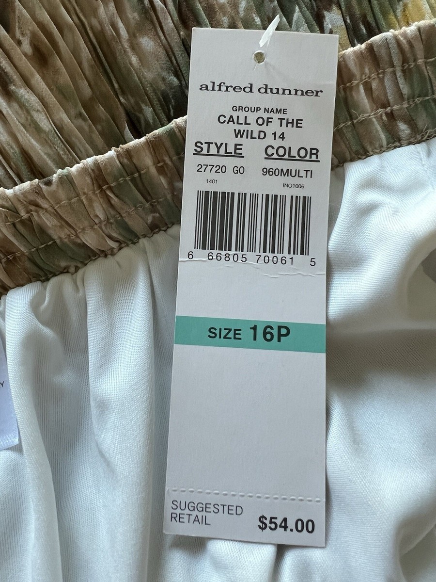 Alfred Dunner Pleated Skirt Size 16 Petite Multicolor Elastic